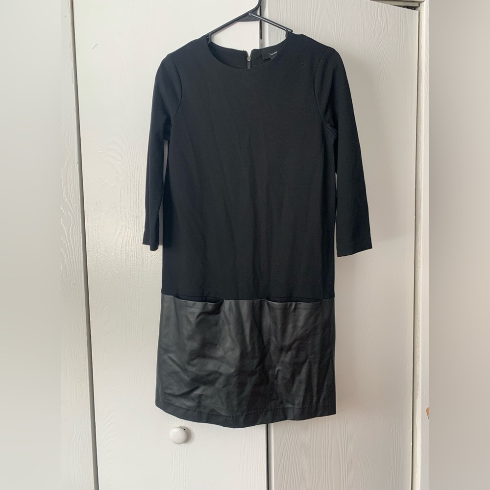 Lumiere long sleeve faux leather dress with pockets